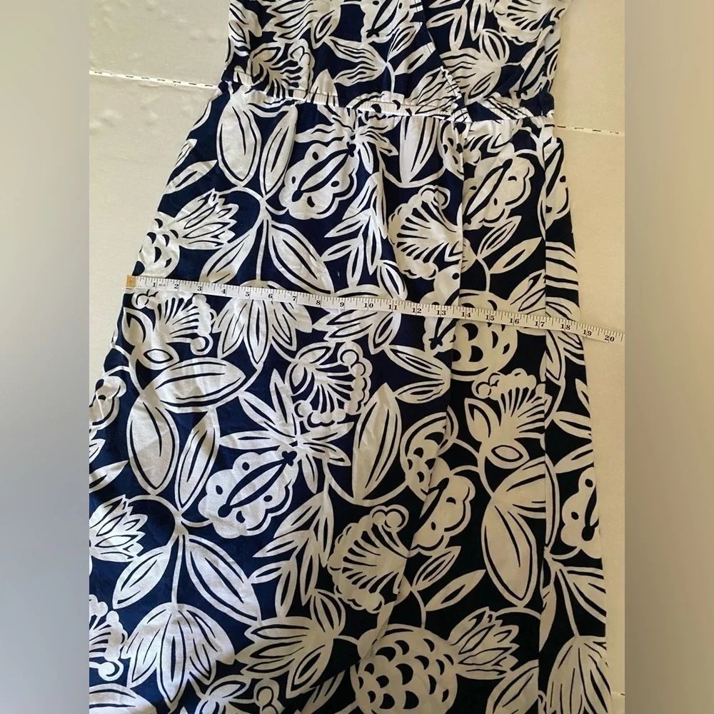 Talbots Dress Womens Size Medium Petite Navy & White V-Neck Faux Wrap Dress - Picture 12 of 12